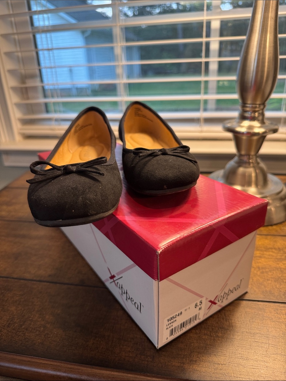 Xappeal Black Ballet Flats with Bow Accent
